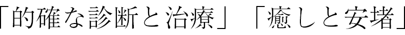 「的確な診断と治療」「癒しと安堵」